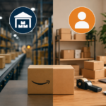 Warehouse icon for FBA fulfillment and profile icon for FBM seller fulfillment
